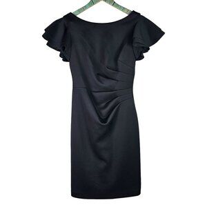 Jessica Howard Women's Black Missy Sleeve Boat Neck Scuba Short Dress, 4, NWOT